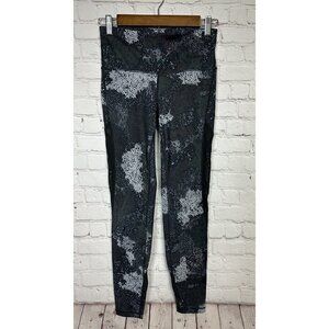 GAP FIT Women's black‎ gray leggings with sheer mesh panel, sz XS, EUC